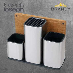 CounterStore Cutlery & Utensils Organizer with Oak Chopping Board