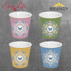 Spring Parade Espresso Cups Set 4pcs, Porcelain & Bamboo