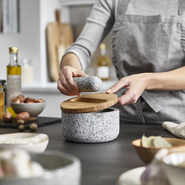 Dash Pestle & Mortar With Bamboo Lid, Natural Granite