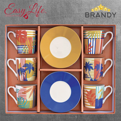 Easy Life Bahia Porcelain Espresso Cups Set 6pc 100 ml Multicolour