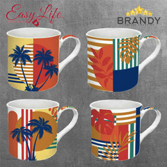 Easy Life Bahia 4-Piece Porcelain Mug Set 300 ml