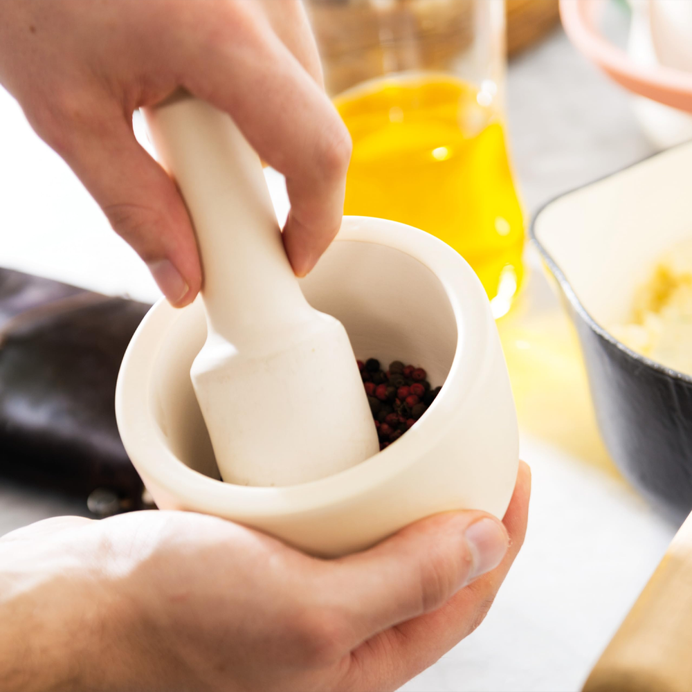 Leo 3-Piece Stoneware Mortar and Pestle Set