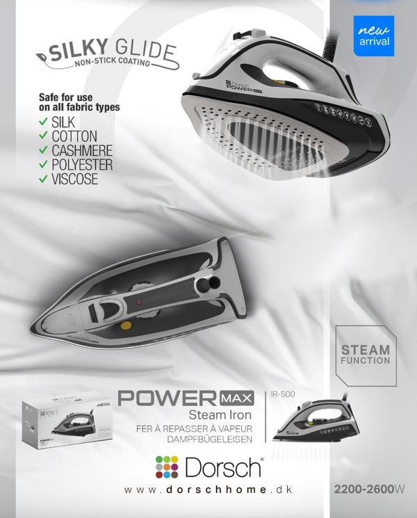 Steam Iron PowerMax IR-500, Adjustable Steam + Free Luminarc Mug