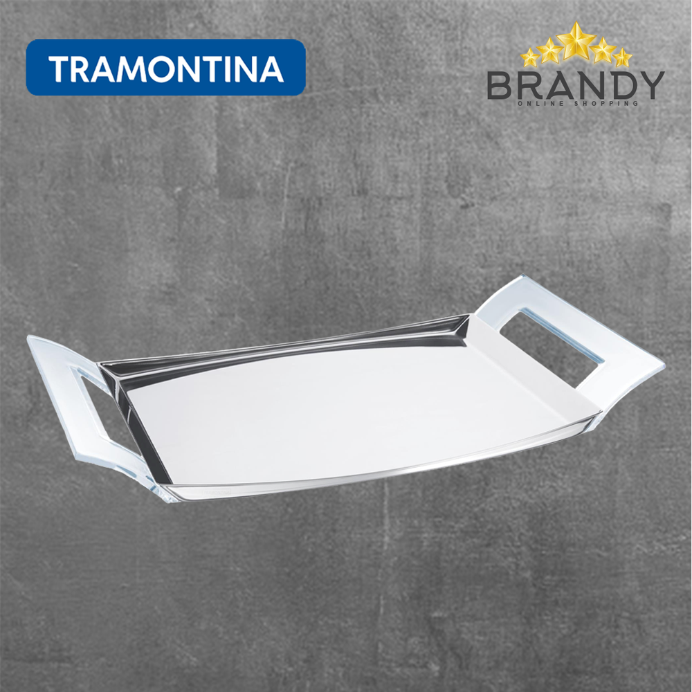 Bandeja Serving Tray, Stainless Steel with Plexy Handles