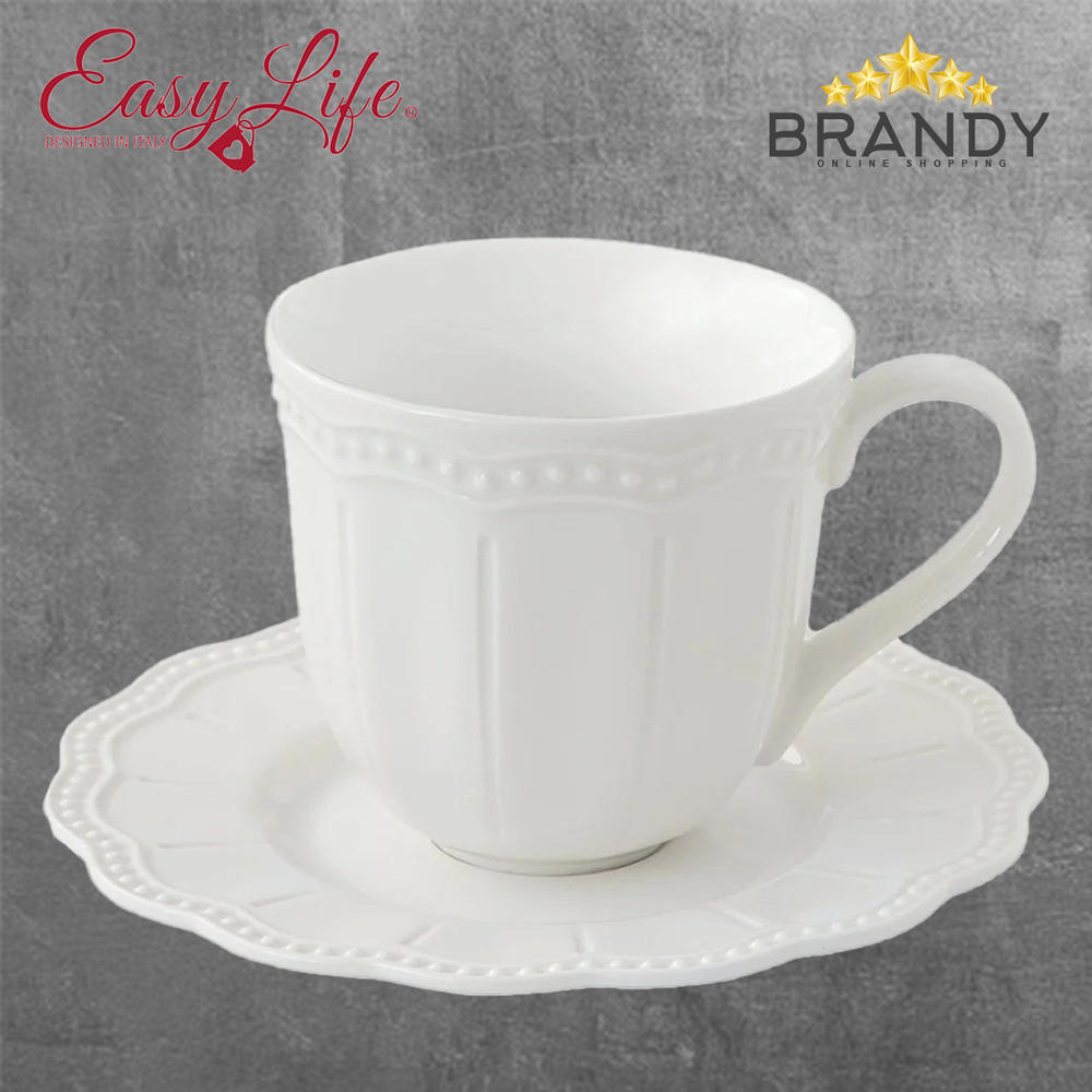 Elite White Tea Cups Set 6pcs