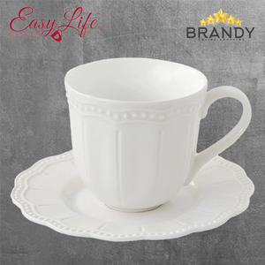 Elite White Tea Cups Set 6pcs