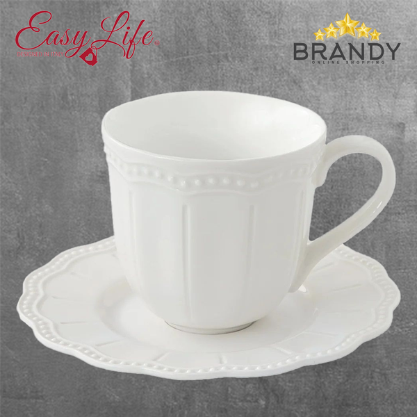 Elite White Tea Cups Set 6pcs