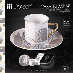 Casa Blanca Coffee Cups Set 6pcs - Porcelain, 90ml