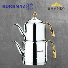 Cintemani Gold Double Tea Pot, Stainless Steel, 1.1L & 2L