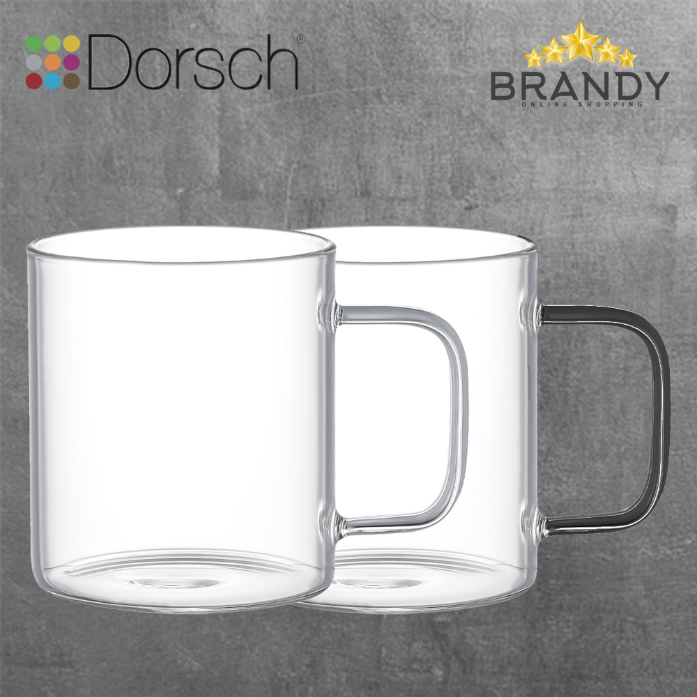 Elegance Glass Mugs Set 2pcs - Heat Resistant Borosilicate