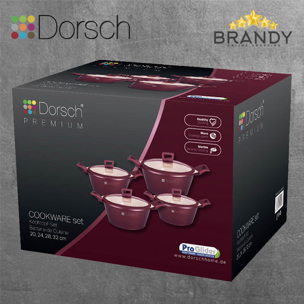 Premium Granite Cookware Set 4 Pots + 3 Wooden Spoons