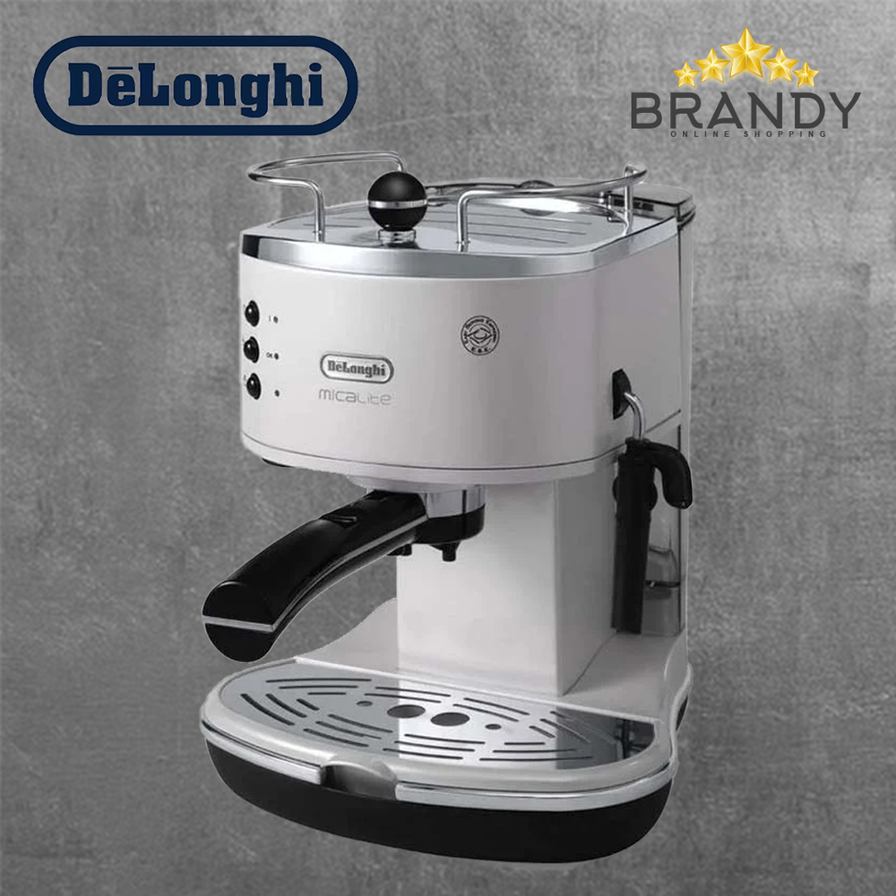 Icona Espresso Maker White ECO310W Retro Manual Coffee Machine 15-Bar Pressure