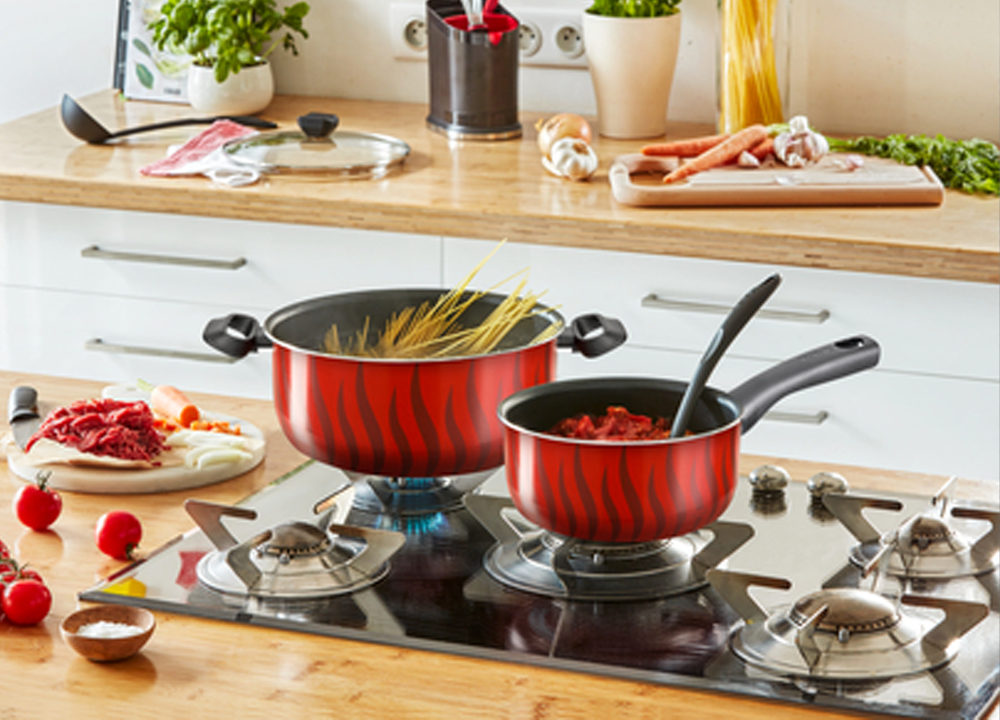 Tempo Flame Pot - Glass Lid, Non-Stick Aluminum