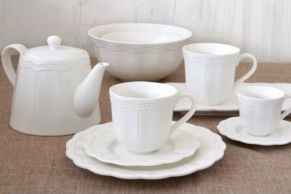 Elite White Tea Cups Set 6pcs