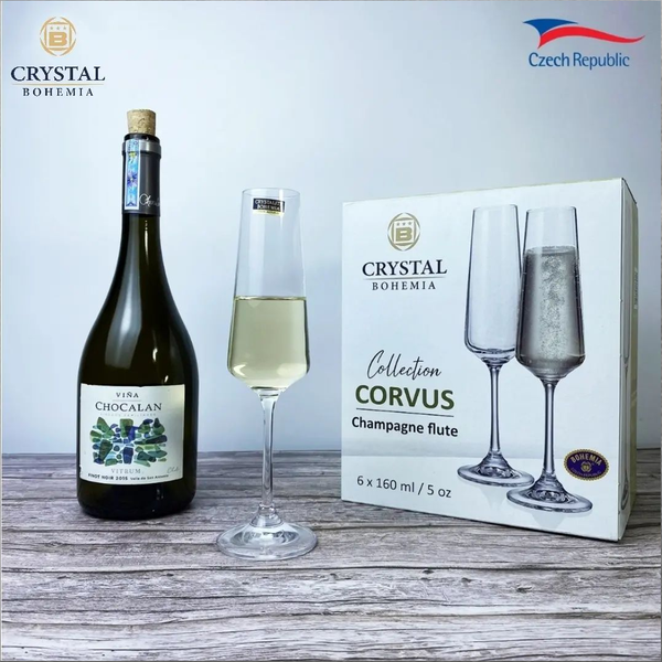 Corvus Champagne Glasses Set 6pcs, Crystal Glass 160ml