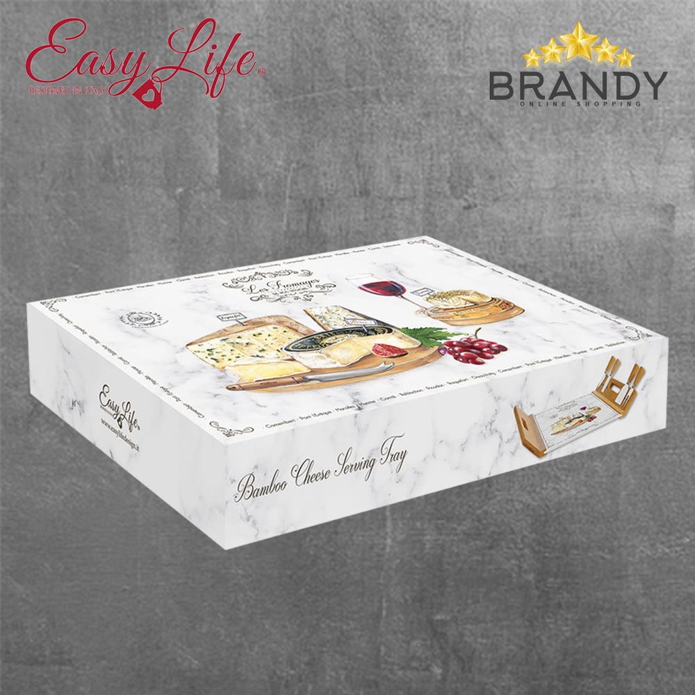Les Fromages Cheese Board 44x28cm with 4 Knives