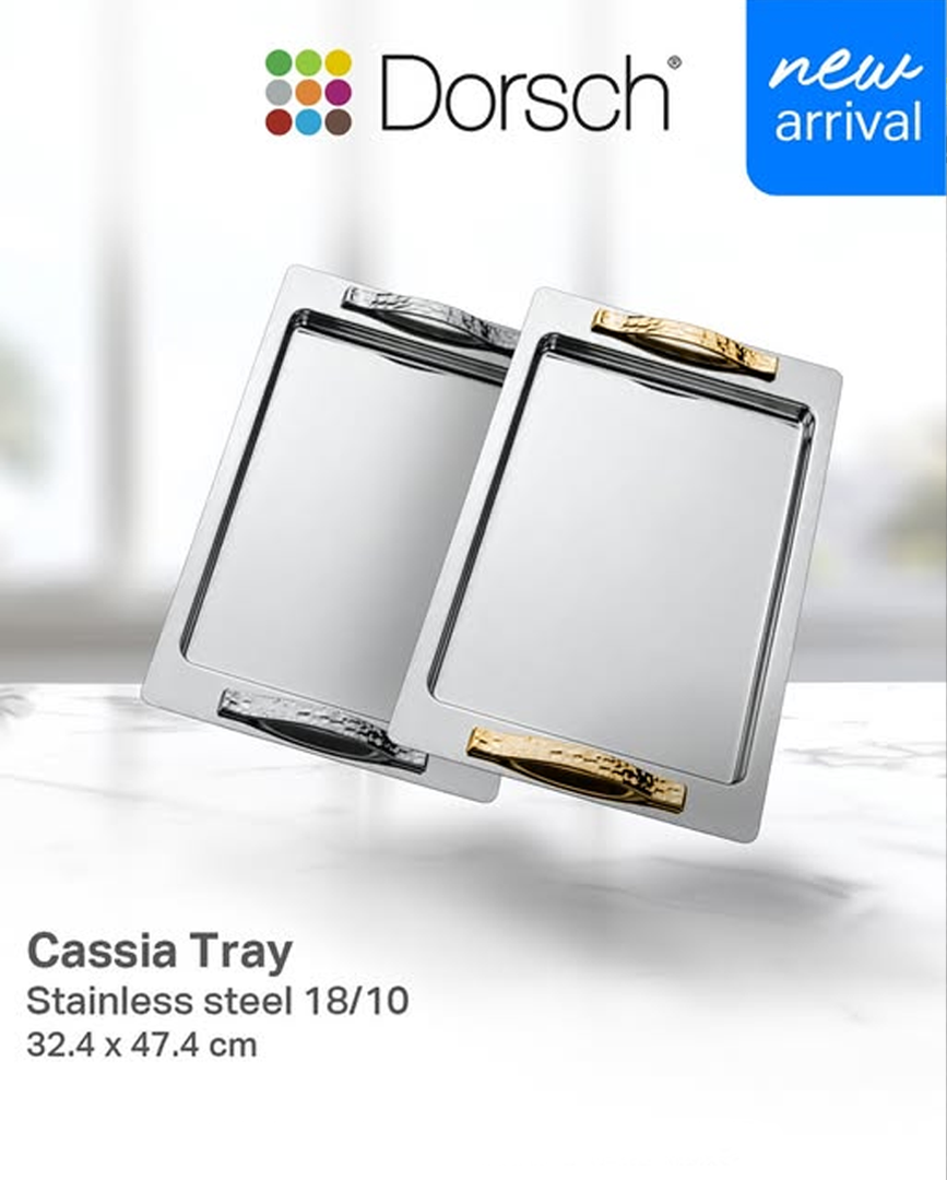 Dorsch Cassia Stainless Steel Serving Tray 47x32 cm Gold or Silver-1