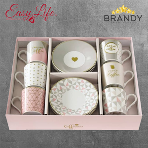 Love Coffee Cups Set 6pcs Porcelain 100ml