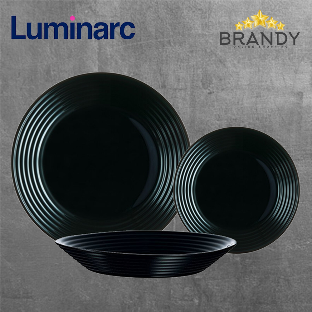 Harena Black Dinner Set 18pcs Opal Glass