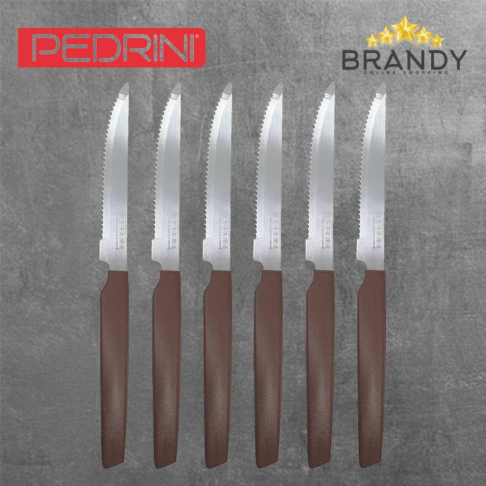 Brown Knives Set 6pcs Stainless Steel