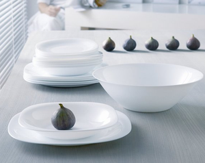 Carine White Dinner Set 18pcs Opal Glass