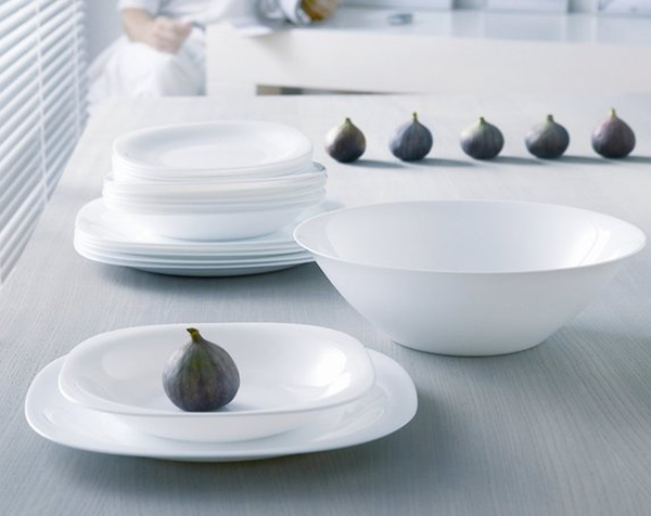 Carine White Dinner Set 18pcs Opal Glass