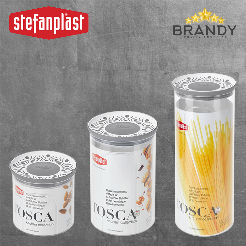 Tosca Grey Round Jar Set - 0.7L, 1.2L, 2.2L