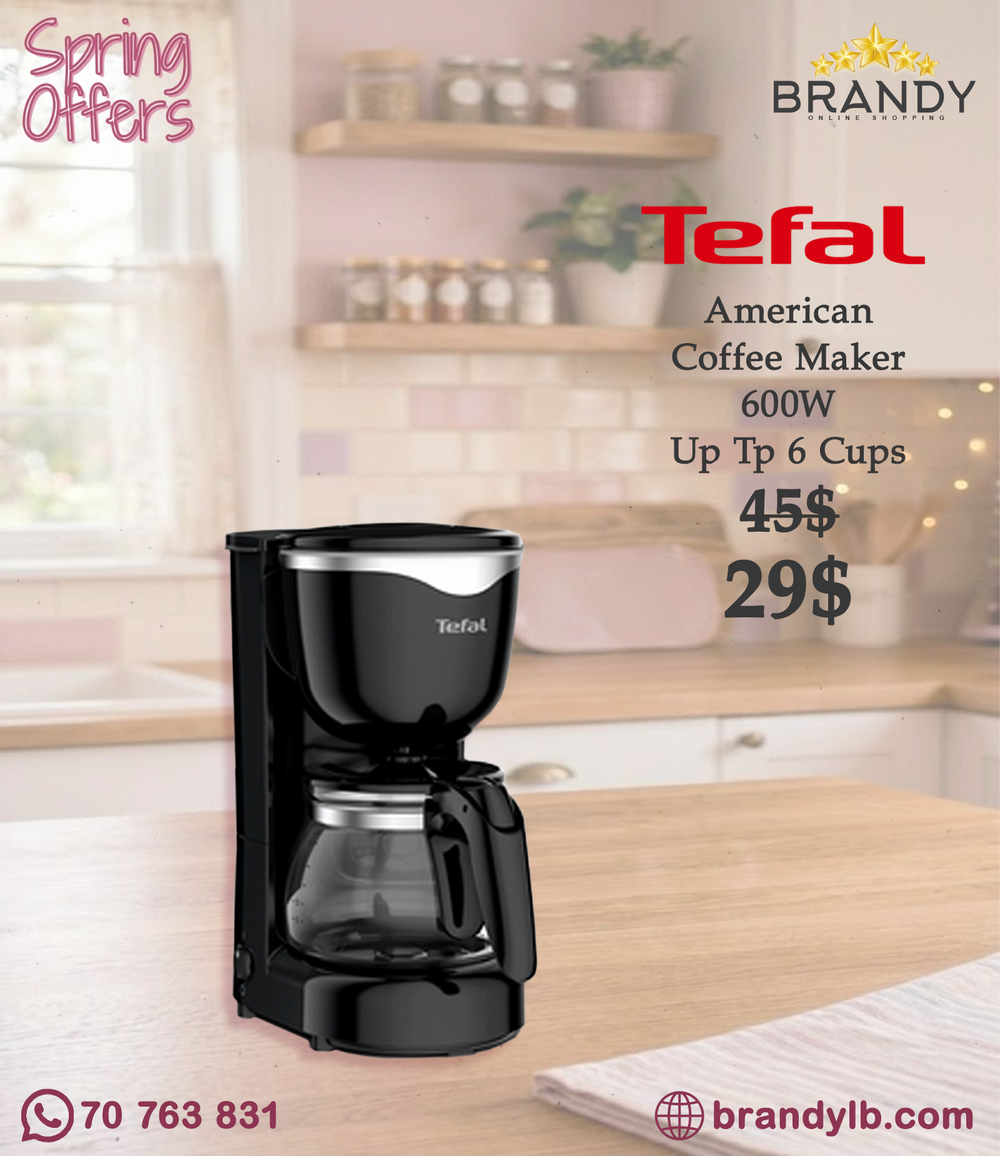 Tefal CM340 Compact Filter Coffee Maker 0.6L (6-Cup) Black