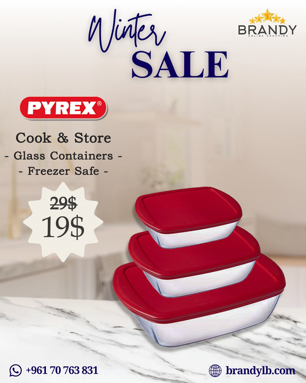 Cook & Store Set 3 Containers With Red Lid