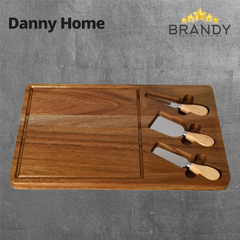 Danny Home Acacia Wood Cheese Board Set 4-Piece 38 x 24.8 x 2 cm
