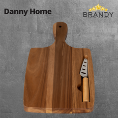 Danny Home Acacia Cheese Serving Board 33.9 cm with Knife