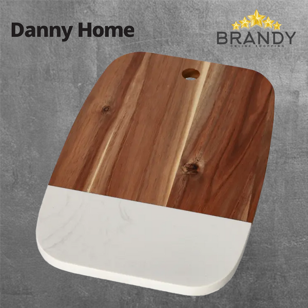 Acacia Serving Board White Marble 30cm