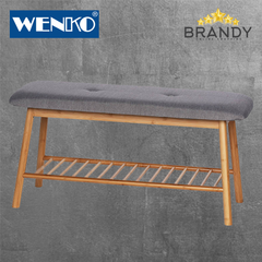 Bahari Bench - Walnut Wood and Fabric Bathroom Storage