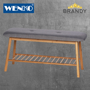 Bahari Bench - Walnut Wood and Fabric Bathroom Storage