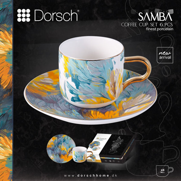 Samba Coffee Cups Set 6pcs - Porcelain 90ml