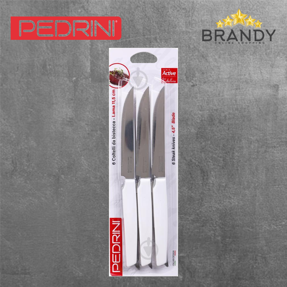 White Knives Set 6pcs Stainless Steel
