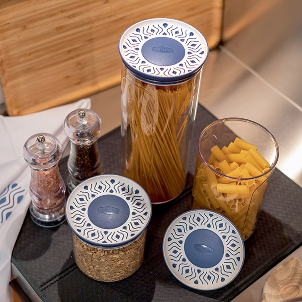Tosca Blue Round Jar Set - 0.7L, 1.2L, 2.2L