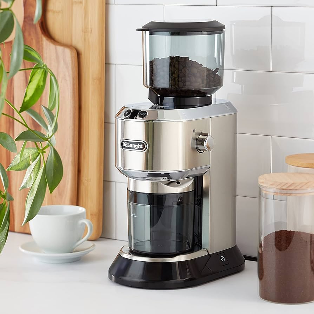 Dedica Coffee Grinder Silver KG521M Conical Burr Adjustable Grind Settings