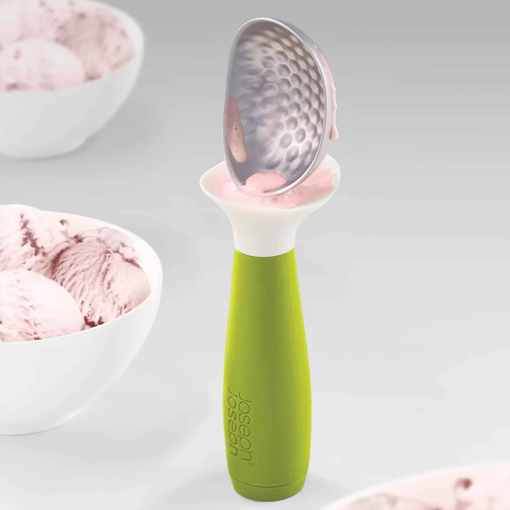 Dimple Green Ice Cream Scoop with Drip Catching Collar