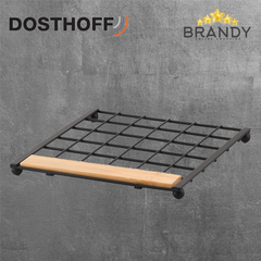 Iron Grid Pot Holder with Bamboo Accent