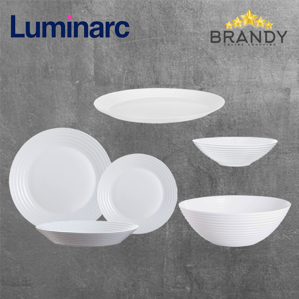 Harena White Dinner Set 46pcs Opal Glass