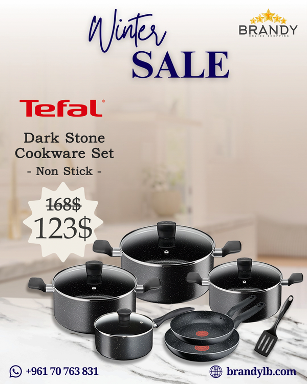 Dark Stone 11-Piece Cookware Set, Non-Stick Black Marble