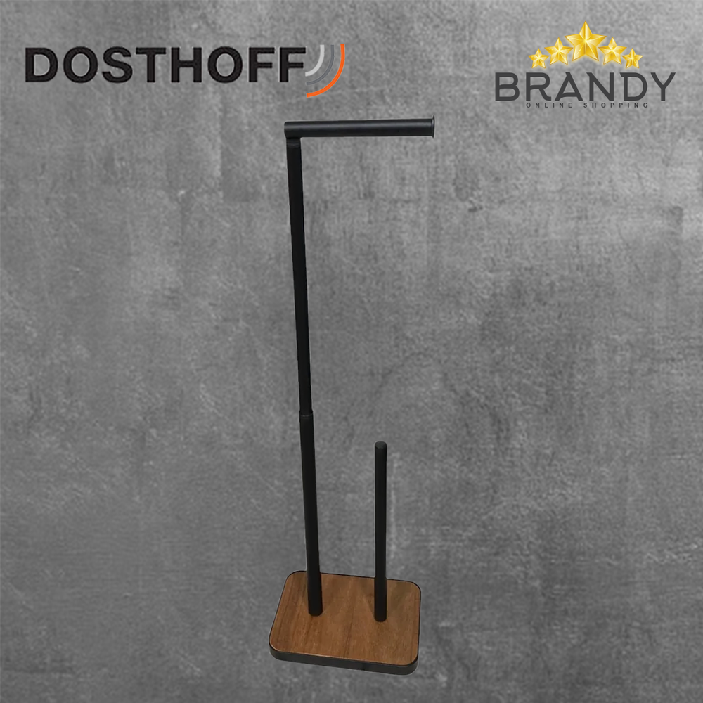 Iron Wood Toilet Tissue Stand, Freestanding Bamboo and Iron Bathroom Holder