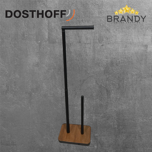 Iron Wood Toilet Tissue Stand, Freestanding Bamboo and Iron Bathroom Holder