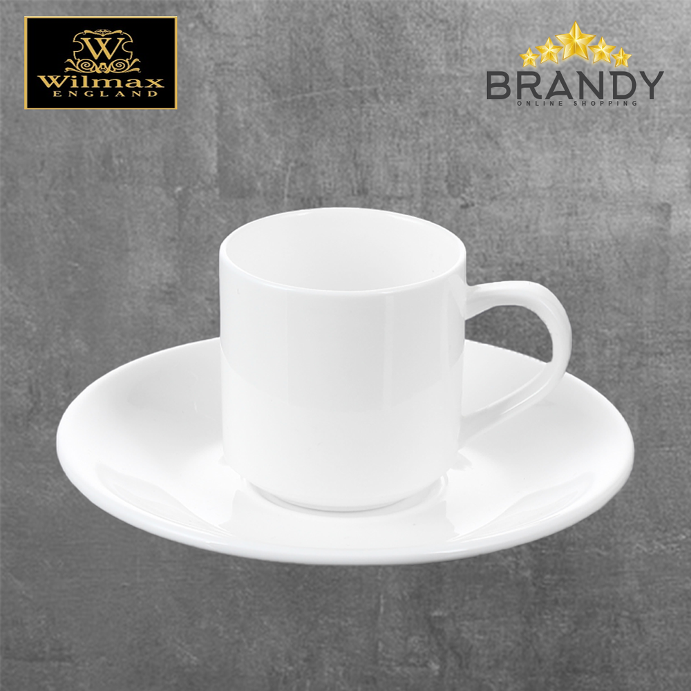 Coffee Cups Set 6pcs Porcelain 90ml with Saucers
