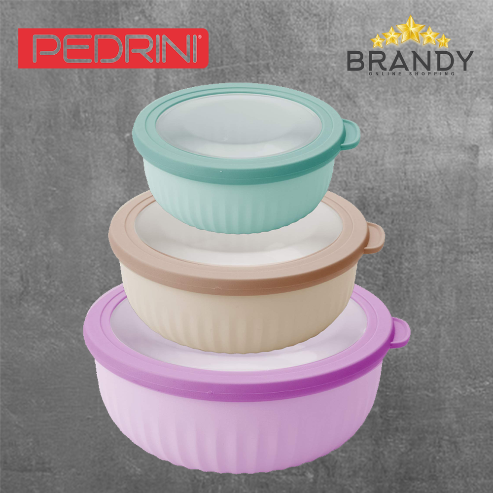Set of 3 Pedrini Food Containers - Microwave & Freezer Safe