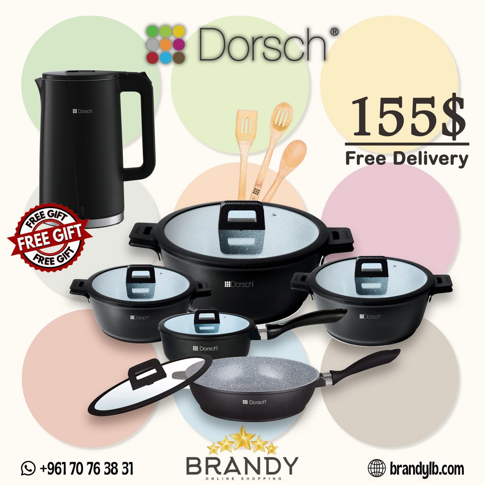 Dorsch Lifetime Granite Cookware Set 5pcs + Free Dorsch Electric Kettle