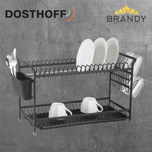 Aluminium Dish Rack 2 tiers Black