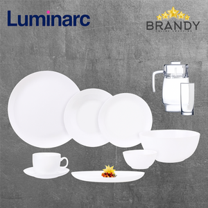 Diwali White Dinner Set 46pcs Opal Glass