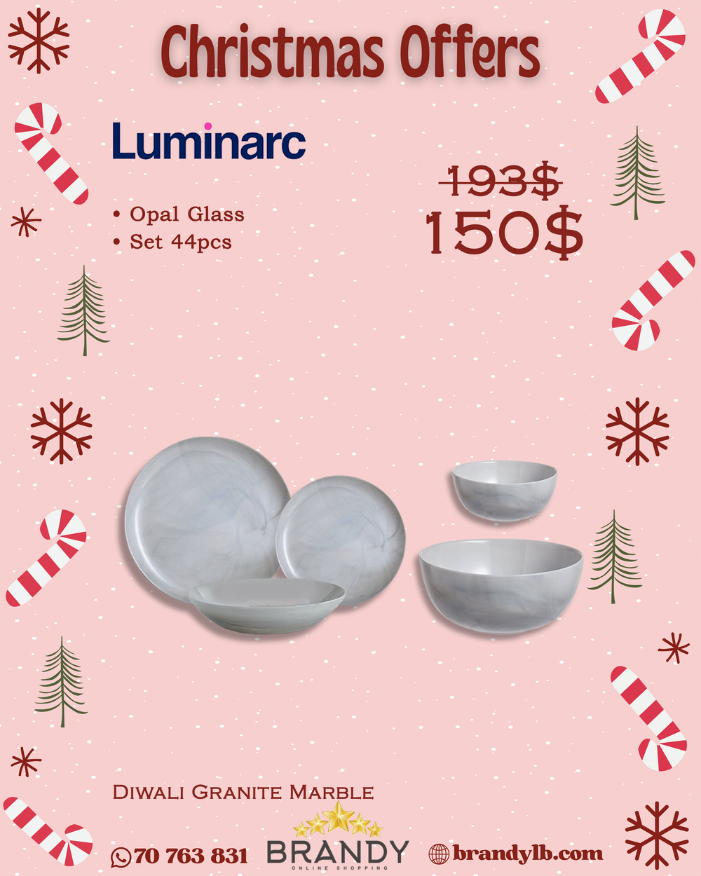 Diwali Granite Marble Dinner Set 44pcs